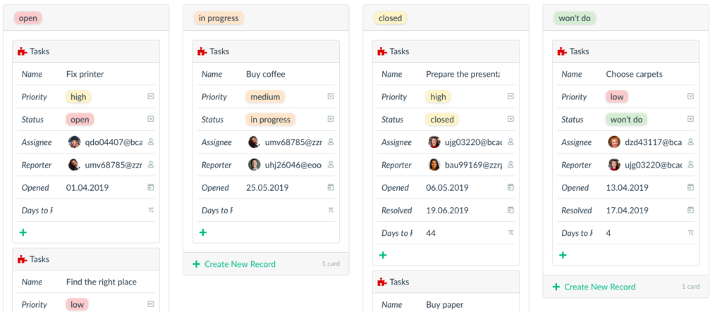 Task Tracker Template tasks on board