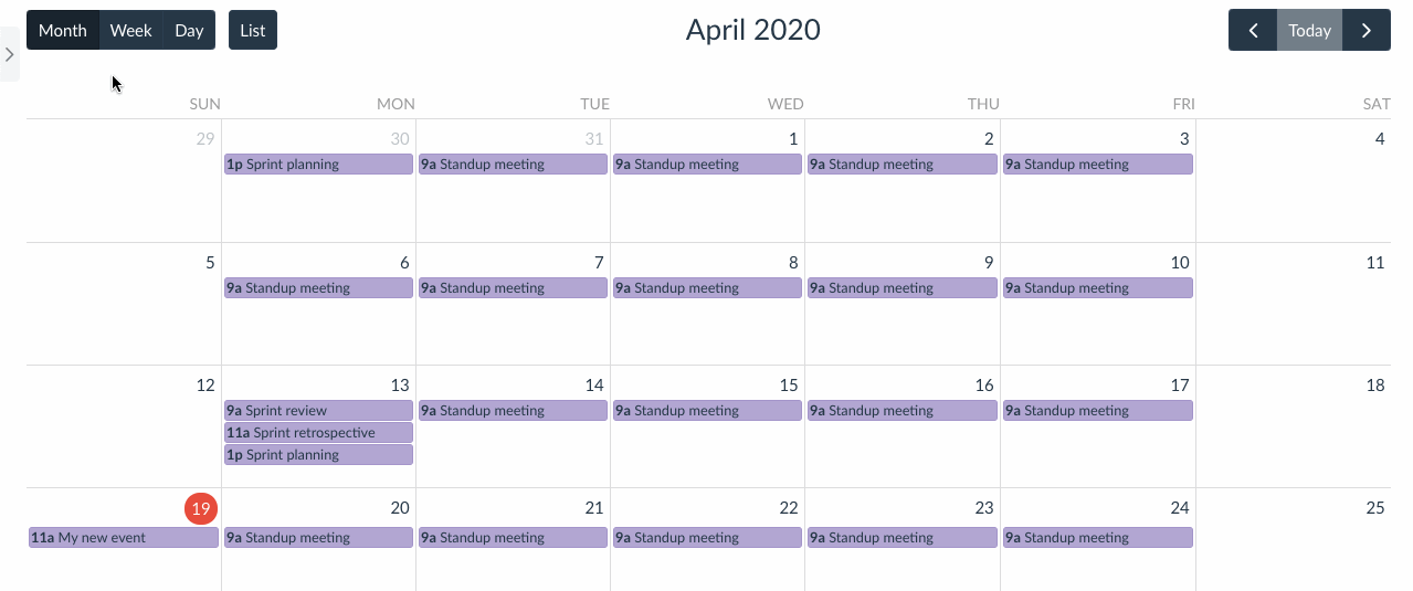 calendar and agenda view
