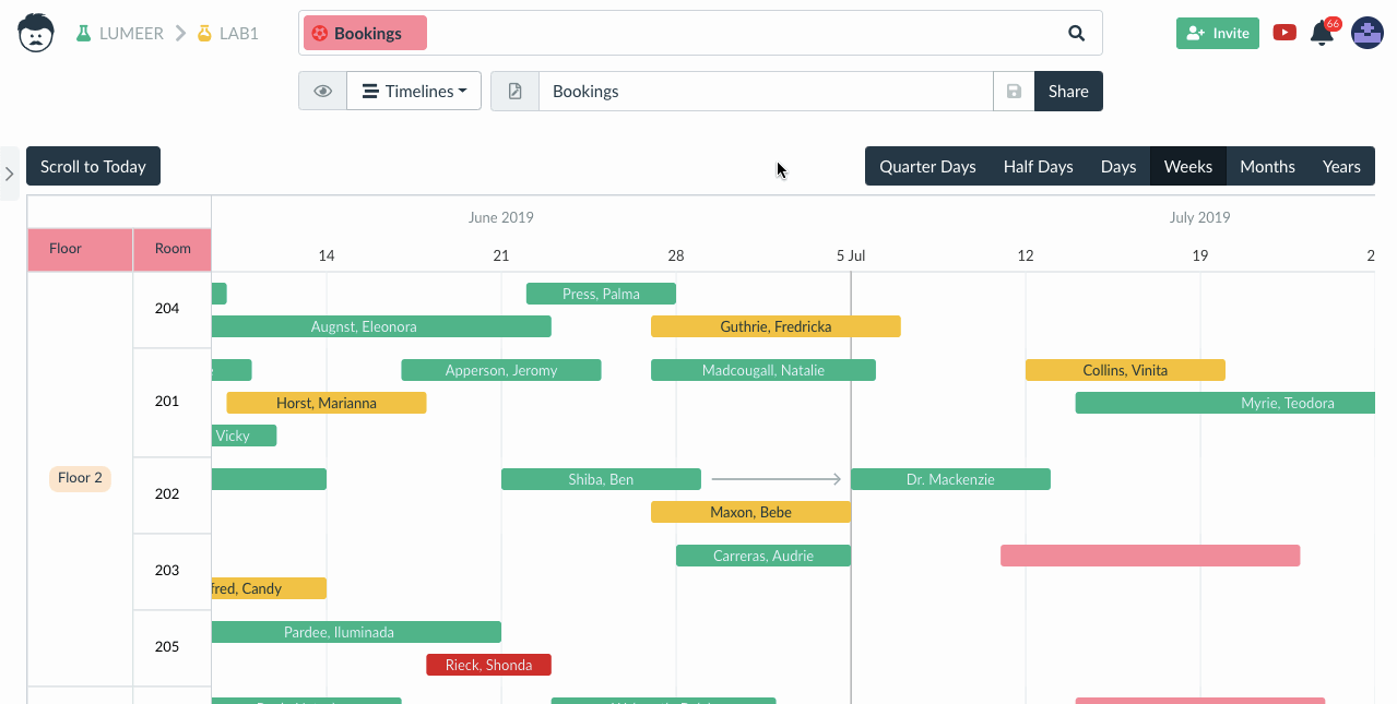 timelines view granularity