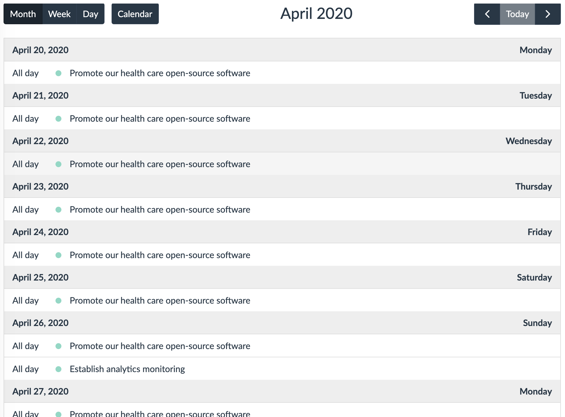 monthly task planner in the remote work template