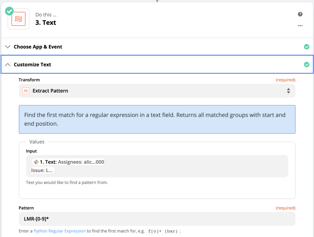 extract task ID pattern