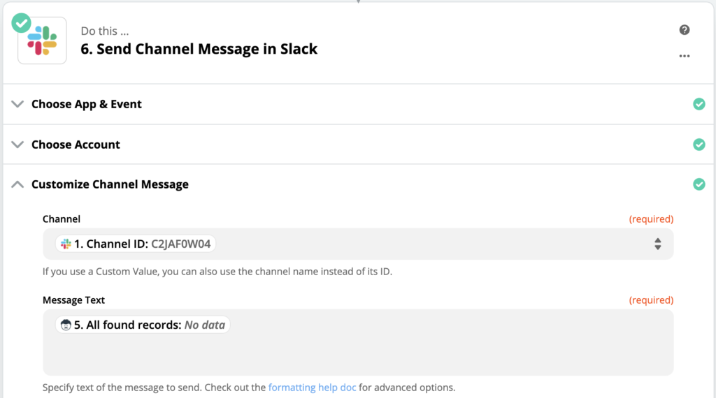 Slack integrace pošle zprávu zpět do Slacku