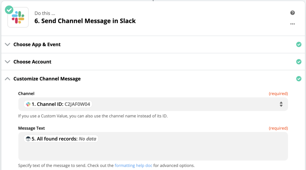 send the meesage back to Slack