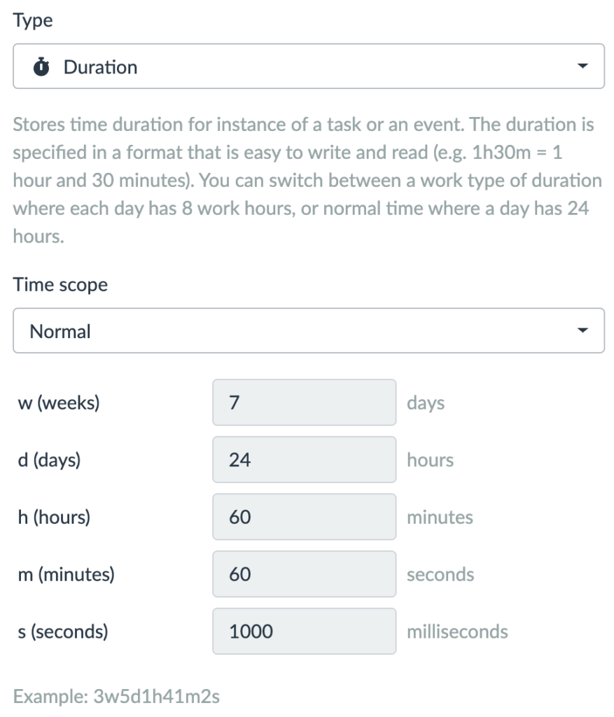 set the column type to duration