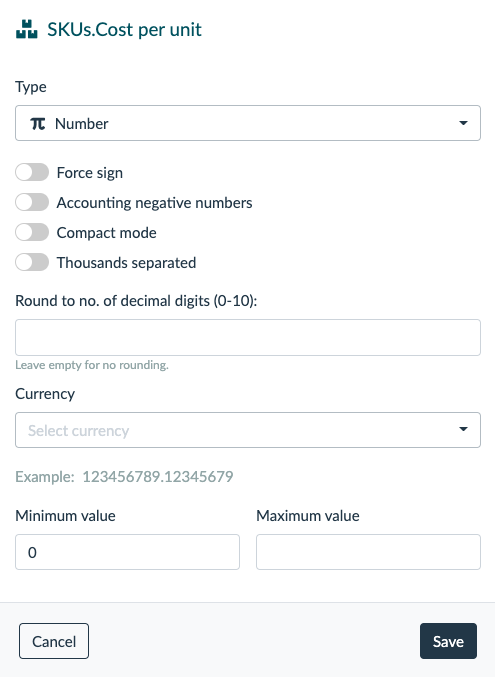 setting the number data type