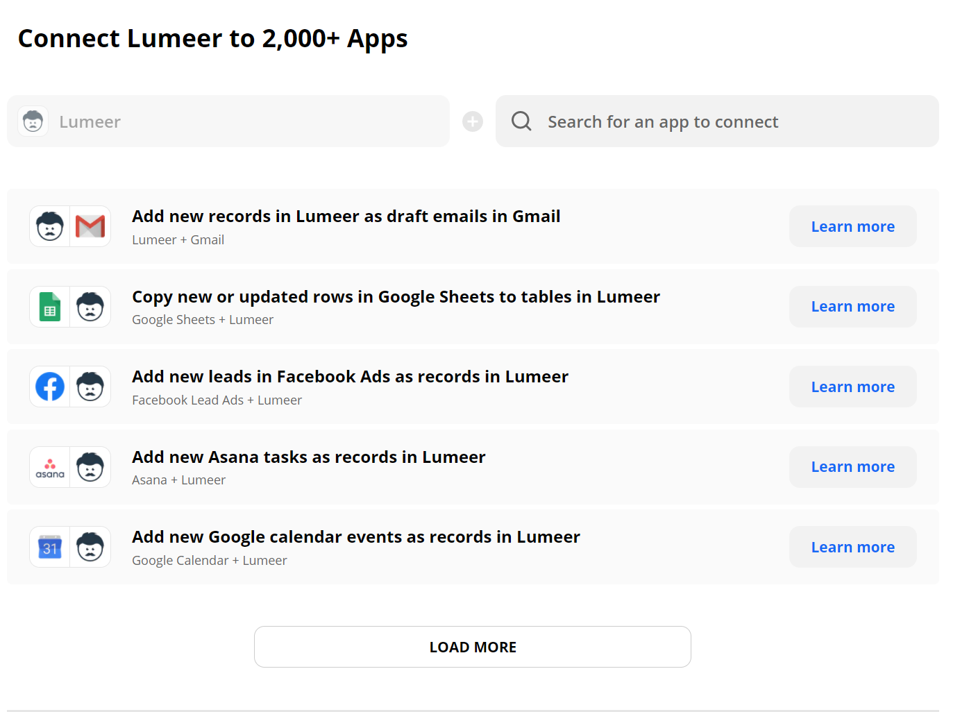connect Lumeer to 2000+ apps using zapier integrations