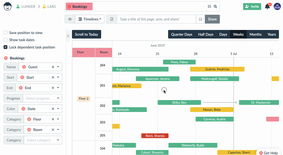 adding new items using the timelines view