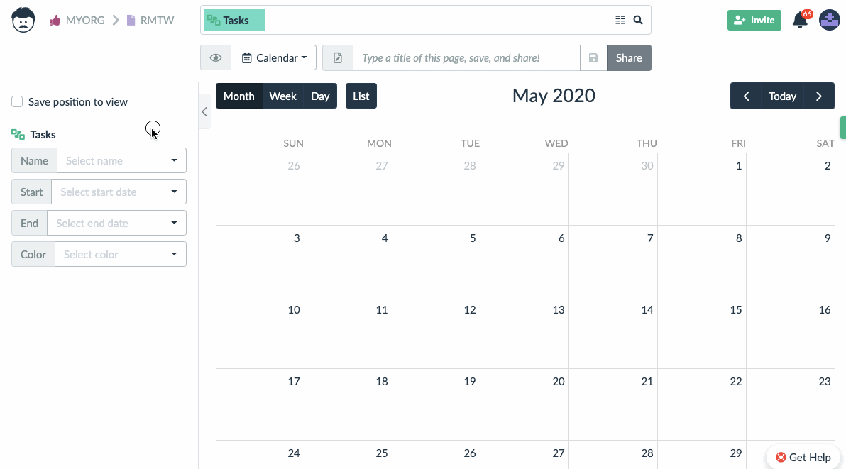 basic calendar view usage