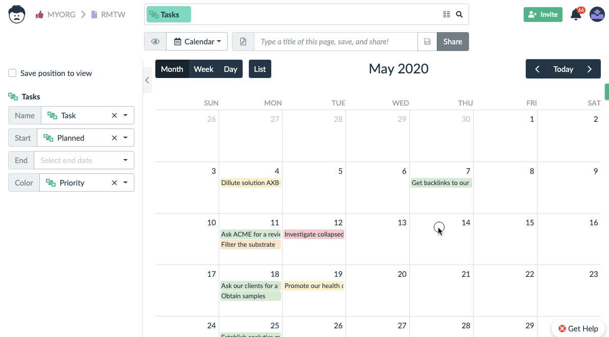 adding new event in the calendar view
