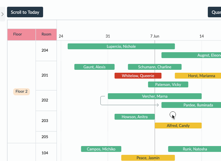 connecting items together to form hierarchies in the timeline view