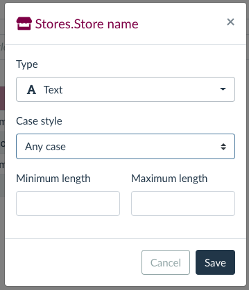 text attribute data type settings