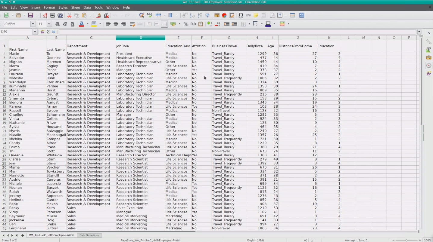 importing data from LibreOffice