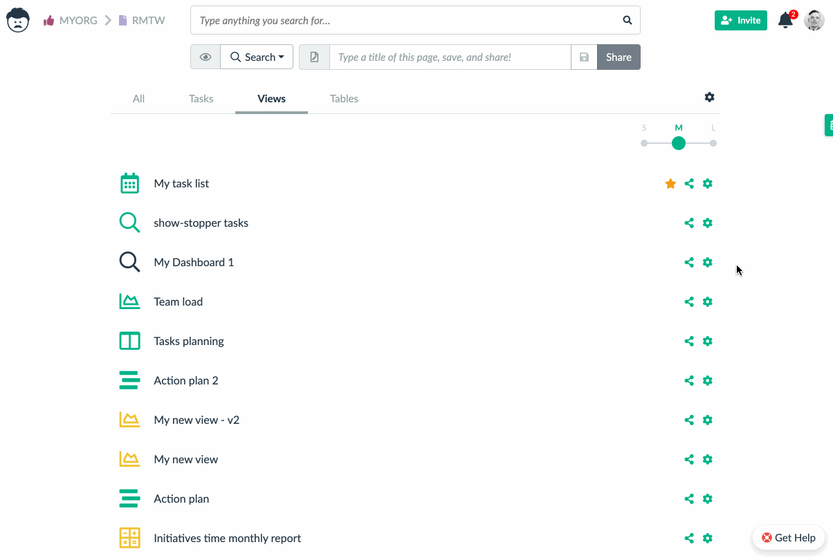 using stored search view in custom dashboards