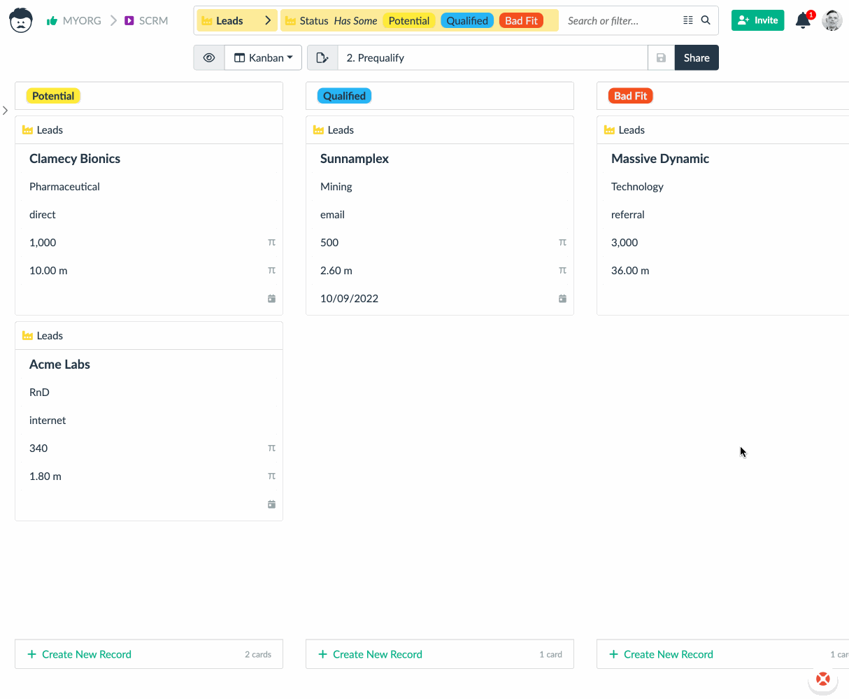 adding contacts in smart customer relationship management template