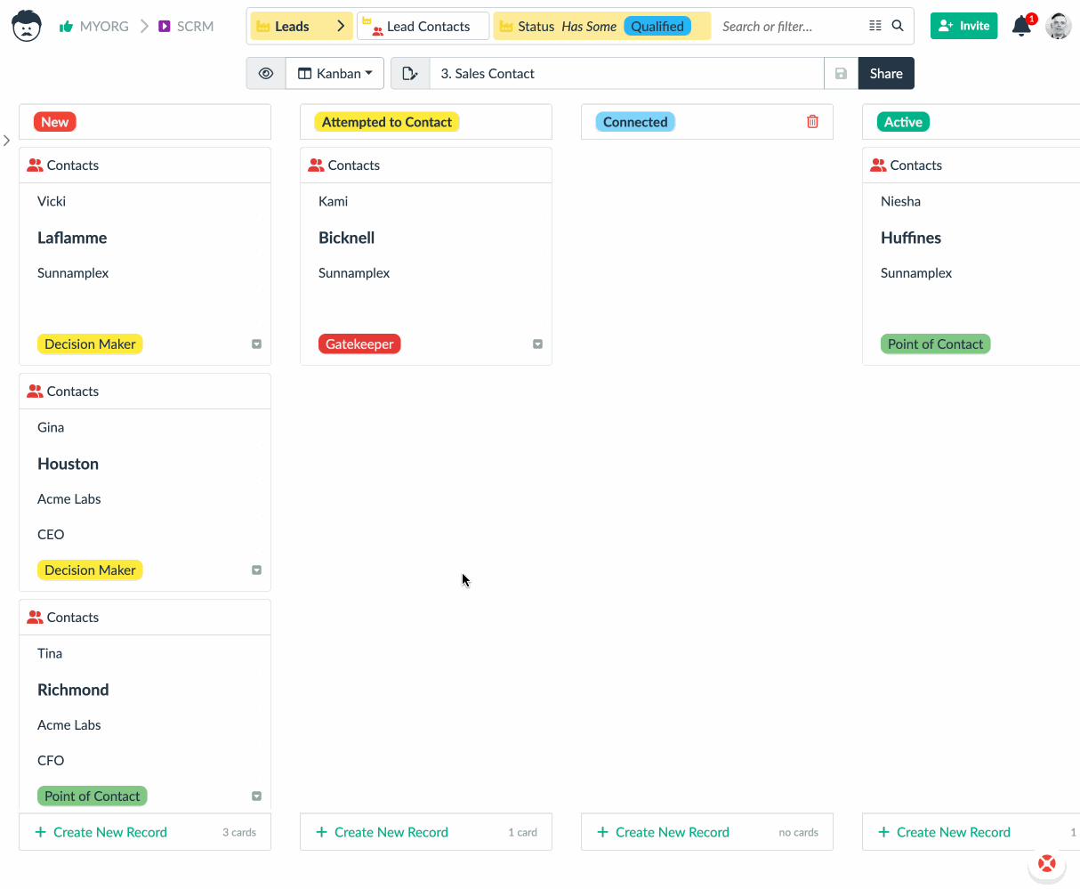 entering contact activity