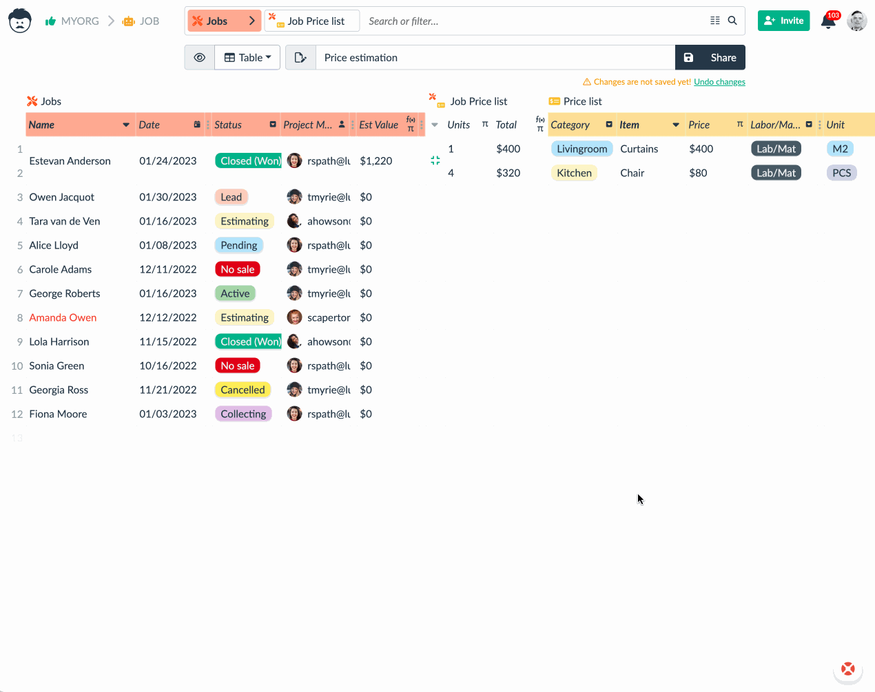 Add resources to jobs to calculate estimated costs.