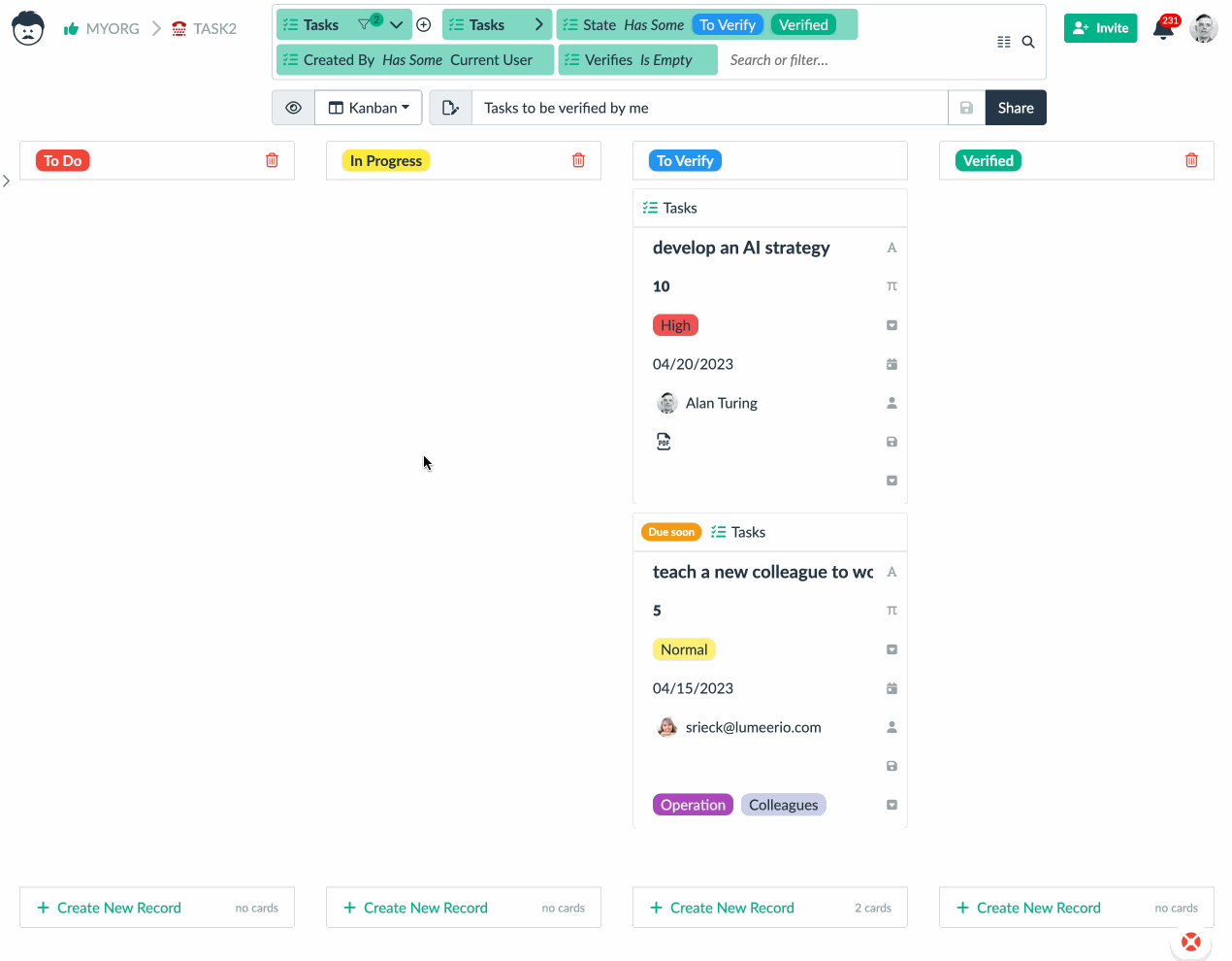 task verification in advanced task management template