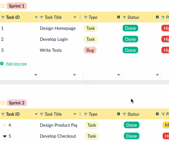 Agile project management of tasks - sprint overview in workflow and kanban